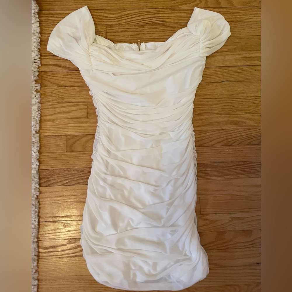 White off the shoulder fitted dress